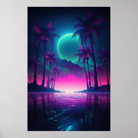 Synthwave Oasis: A Nighttime Escape to Paradise