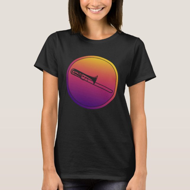 Synthwave Orchestra Instrument Retrowave Trombone  T-Shirt (Front)