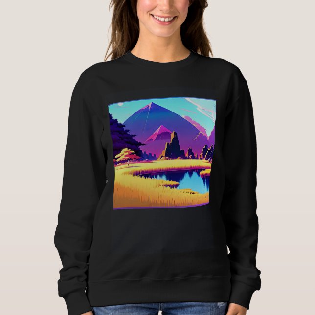 Synthwave outrun retrowave futuresynth sci fi  40 sweatshirt (Front)