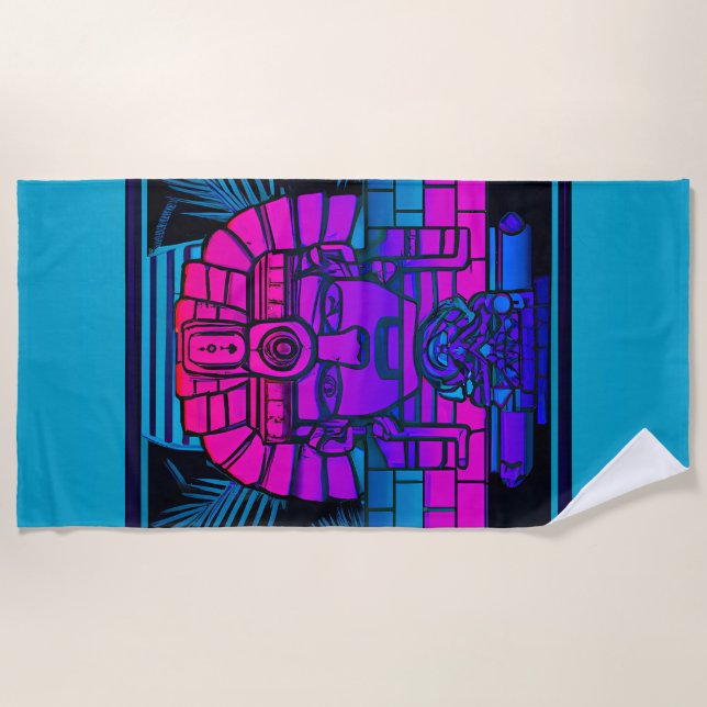 Synthwave Pharaoh Beach Towel (Front)