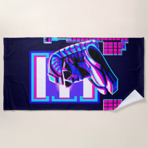 Synthwave Pharaoh Beach Towel