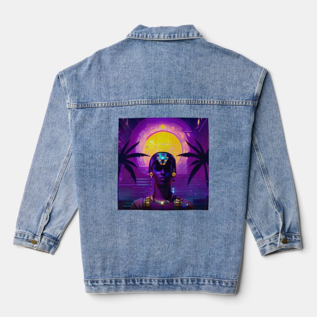 Synthwave Pharaoh Denim Jacket (Back)