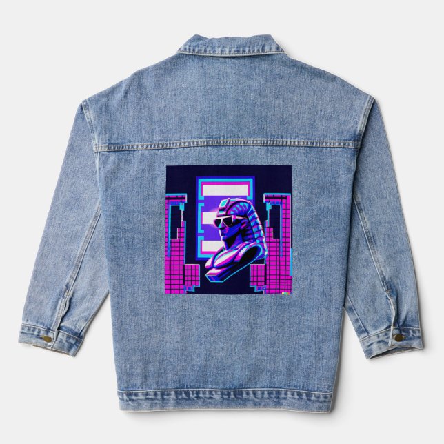 Synthwave Pharaoh Denim Jacket (Back)