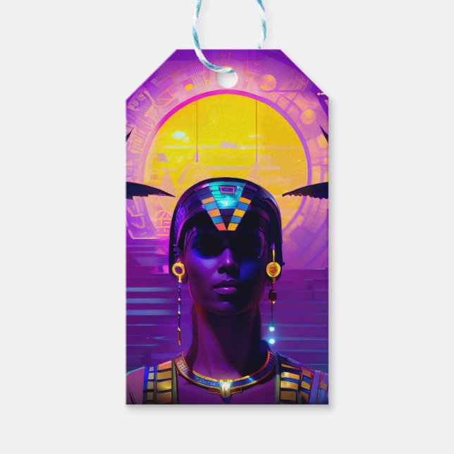 Synthwave Pharaoh Gift Tags (Front)