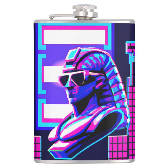 Synthwave Pharaoh Hip Flask (Front)