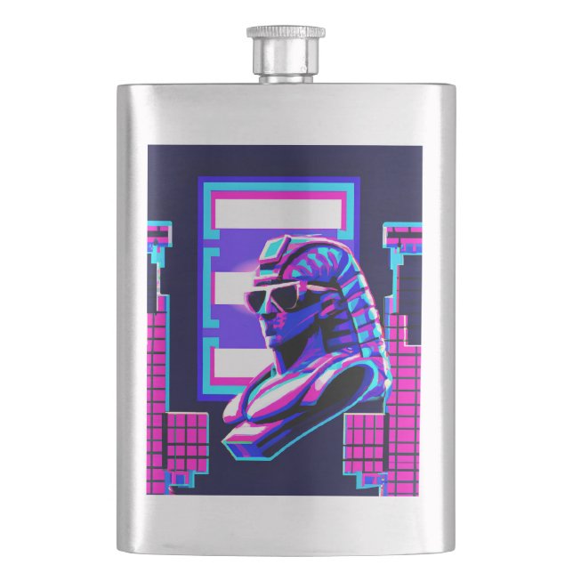 Synthwave Pharaoh Hip Flask (Front)