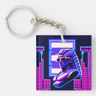 Synthwave Pharaoh Key Ring