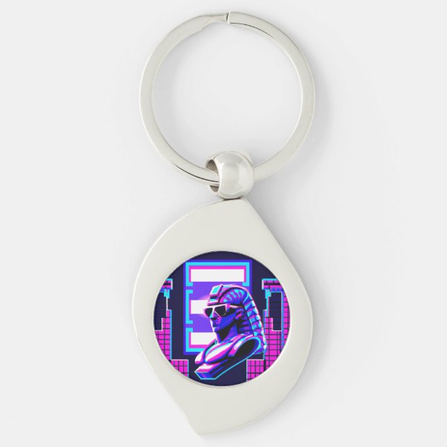 Synthwave Pharaoh Key Ring (Front)