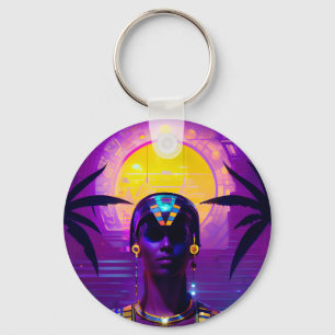 Synthwave Pharaoh Key Ring