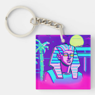 Synthwave Pharaoh Key Ring