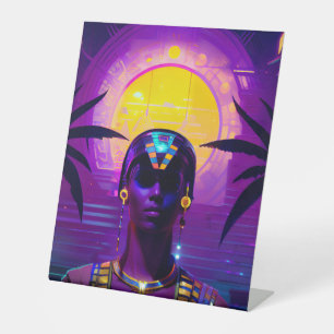 Synthwave Pharaoh Pedestal Sign