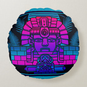 Synthwave Pharaoh Round Cushion