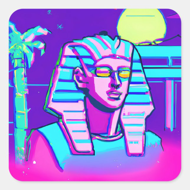 Synthwave Pharaoh Square Sticker (Front)