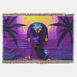 Synthwave Pharaoh Throw Blanket
