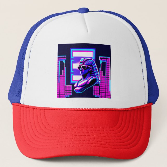 Synthwave Pharaoh Trucker Hat (Front)