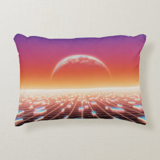Synthwave Retro-Futuristic Landscape Decorative Cushion