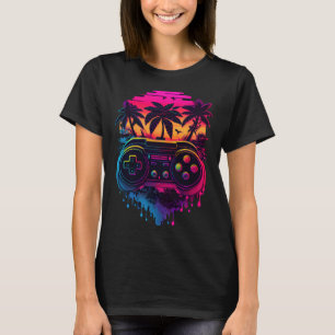 Synthwave Retrowave Video Game Controller Colourfu T-Shirt