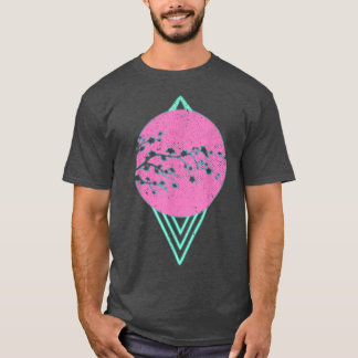 Synthwave Sakura Flower Japan 80s Vaporwave Cherry T-Shirt