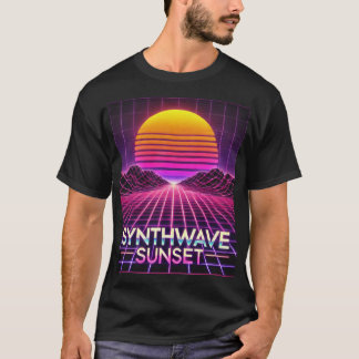 Synthwave Sunset Retro Futuristic Art Print – 80s T-Shirt