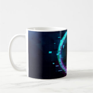 Synthwave Vaporwave Retrowave Glitch Circle with b Coffee Mug
