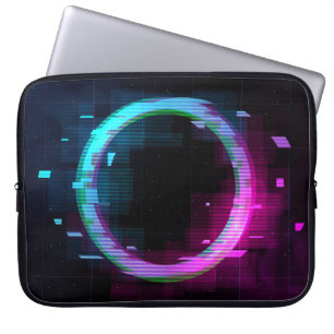 Synthwave Vaporwave Retrowave Glitch Circle with b Laptop Sleeve