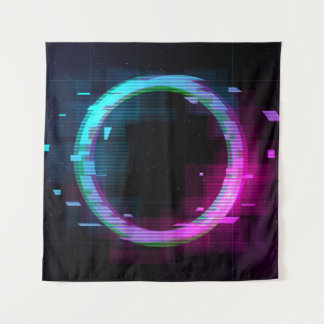 Synthwave Vaporwave Retrowave Glitch Circle with b Tapestry