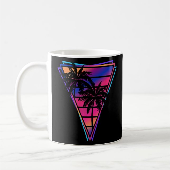 Synthwave Vaporwave Triangle Palm Trees Gradient u Coffee Mug (Left)