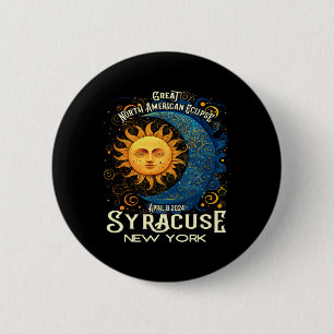 Syracuse New York 2024 Total Solar Eclipse Celesti 6 Cm Round Badge