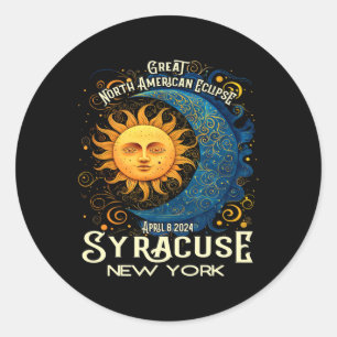 Syracuse New York 2024 Total Solar Eclipse Celesti Classic Round Sticker