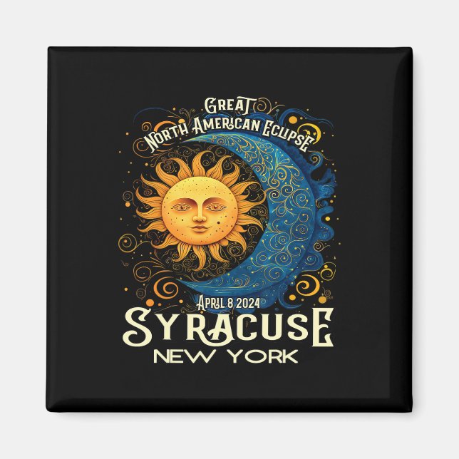 Syracuse New York 2024 Total Solar Eclipse Celesti Magnet (Front)