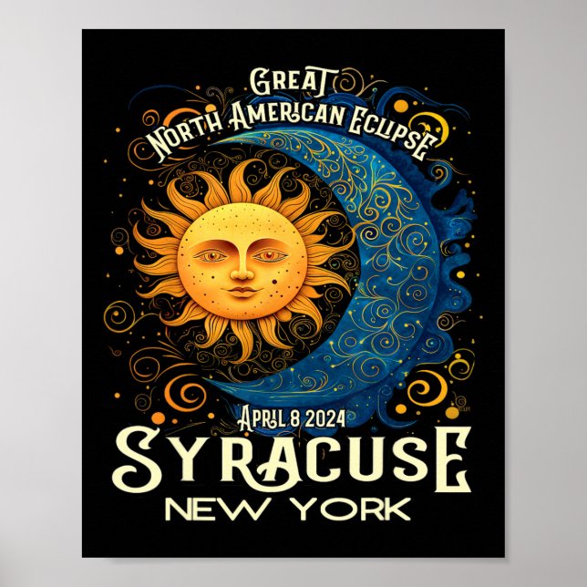 Syracuse New York 2024 Total Solar Eclipse Celesti Poster (Front)