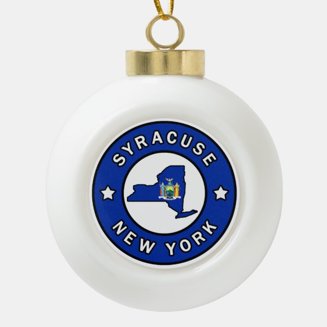 Syracuse New York Ceramic Ball Christmas Ornament (Front)