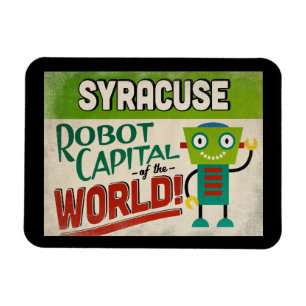 Syracuse New York Robot - Funny Vintage Magnet