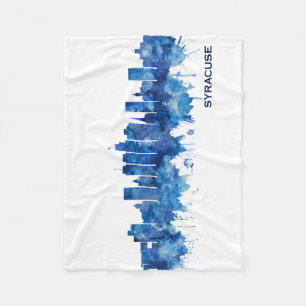 Syracuse New York Skyline Blue Fleece Blanket