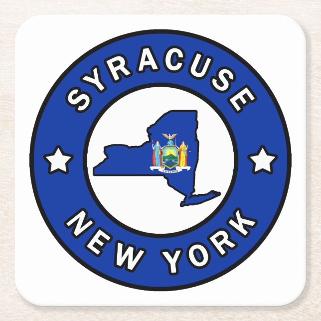 Syracuse New York Square Paper Coaster (Front)
