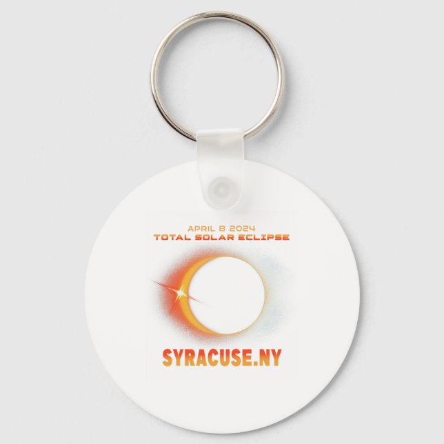 Syracuse New York Total Solar Eclipse 2024  Key Ring (Front)