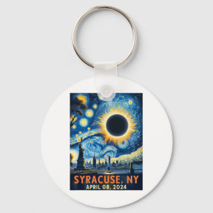 Syracuse New York Total Solar Eclipse 2024 Starry Key Ring