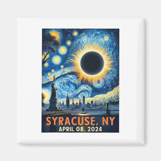 Syracuse New York Total Solar Eclipse 2024 Starry  Magnet (Front)