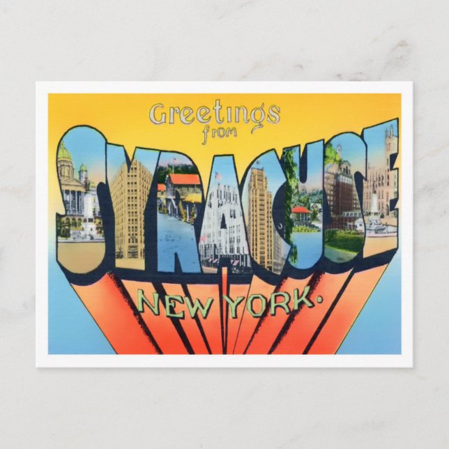 Syracuse, New York Vintage Big Letters Postcard (Front)