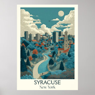 Syracuse New York Vintage City Park Travel Art Poster