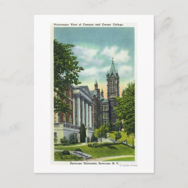 Syracuse U Campus View Showing Crouse College Postcard (Front)