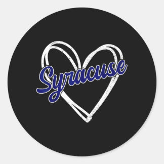 Syracuse Vintage Heart Kid Men Women Classic Round Sticker
