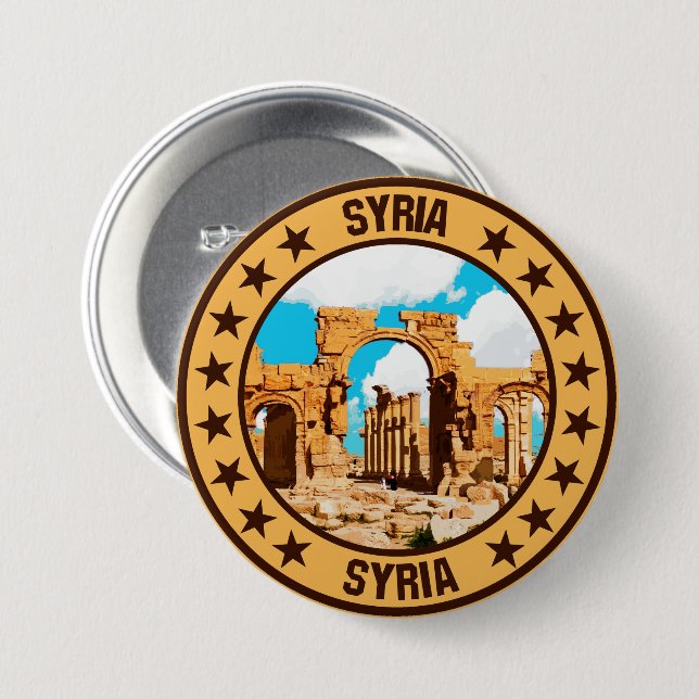 Syria                                              7.5 cm round badge (Front & Back)