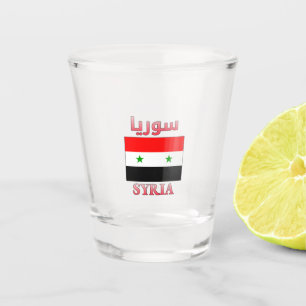 Syria Flag سوريا Arabic & English WordArt Shot Glass