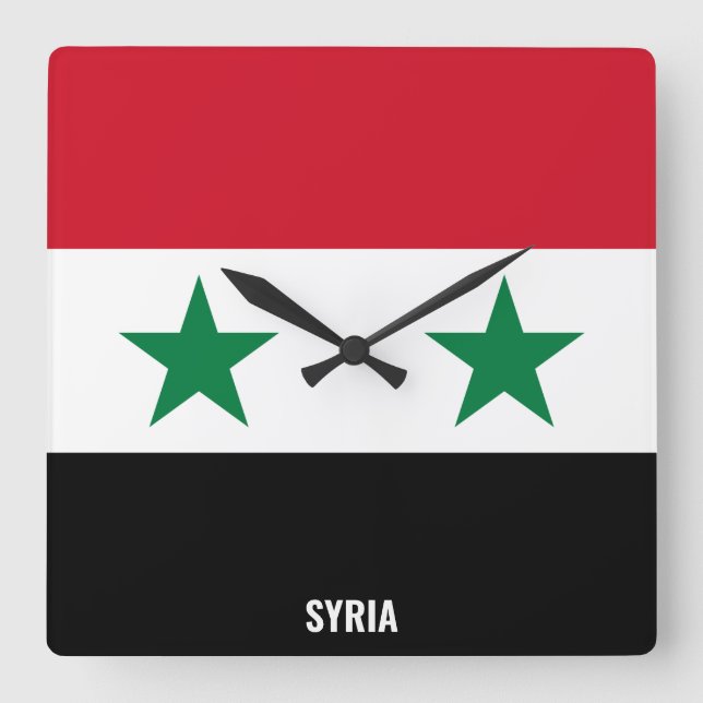 Syria Flag Dazzling Patriotic Square Wall Clock (Front)