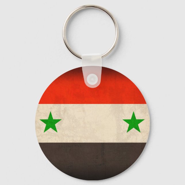 Syria Flag Distressed Keychain (Front)