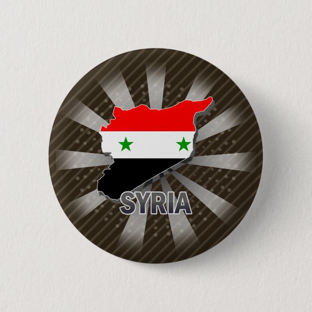 Syria Flag Map 2.0 6 Cm Round Badge (Front)