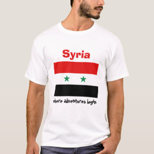 Syria Flag + Map + Text T-Shirt