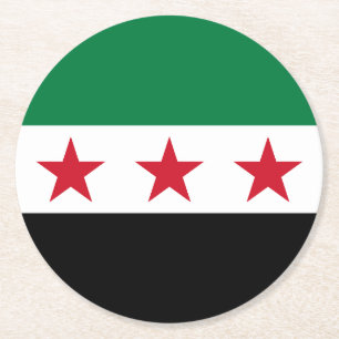 Syria Flag Round Paper Coaster