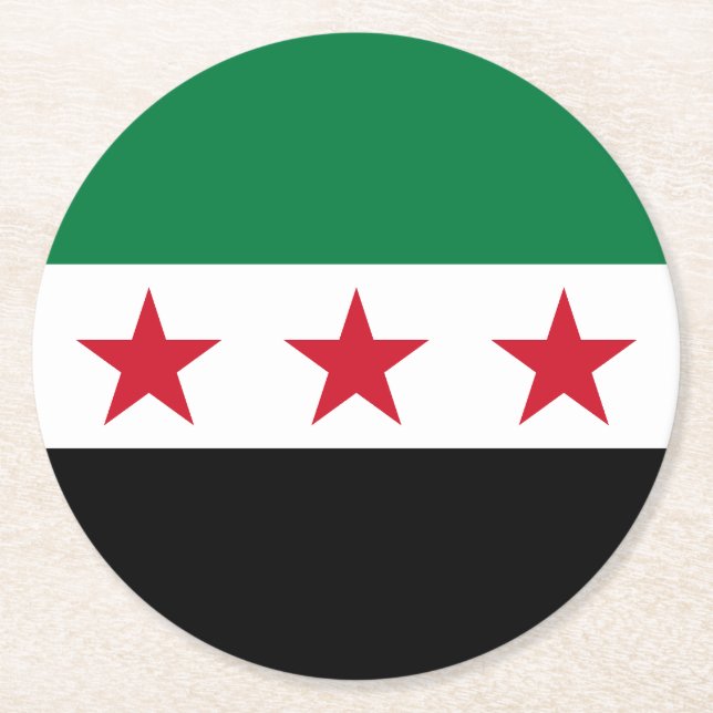Syria Flag Round Paper Coaster (Front)